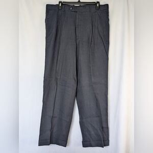Mark Shale Men's Pleated Cuffed Navy Linen Dress Pants Size 38x30 Made In U.S.A